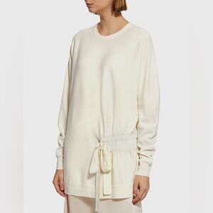 Tibi Merino Wool Drawstring Sweater Sz M NWT Cream